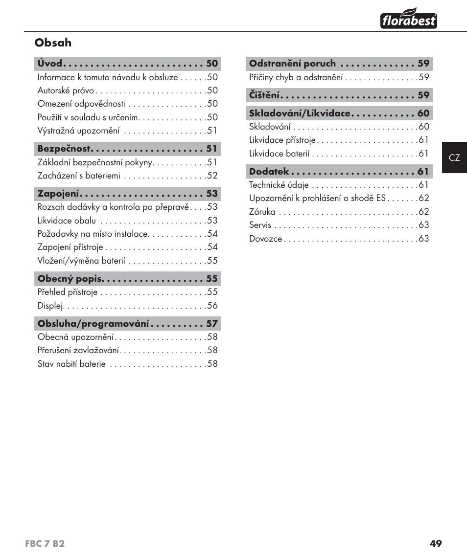 Florabest FBC 7 B2 User Manual | Page 56 / 103