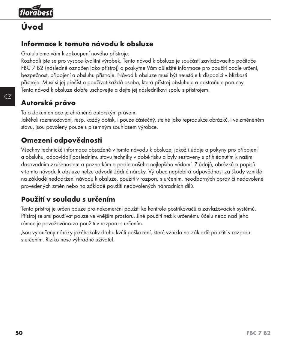 Úvod | Florabest FBC 7 B2 User Manual | Page 57 / 103