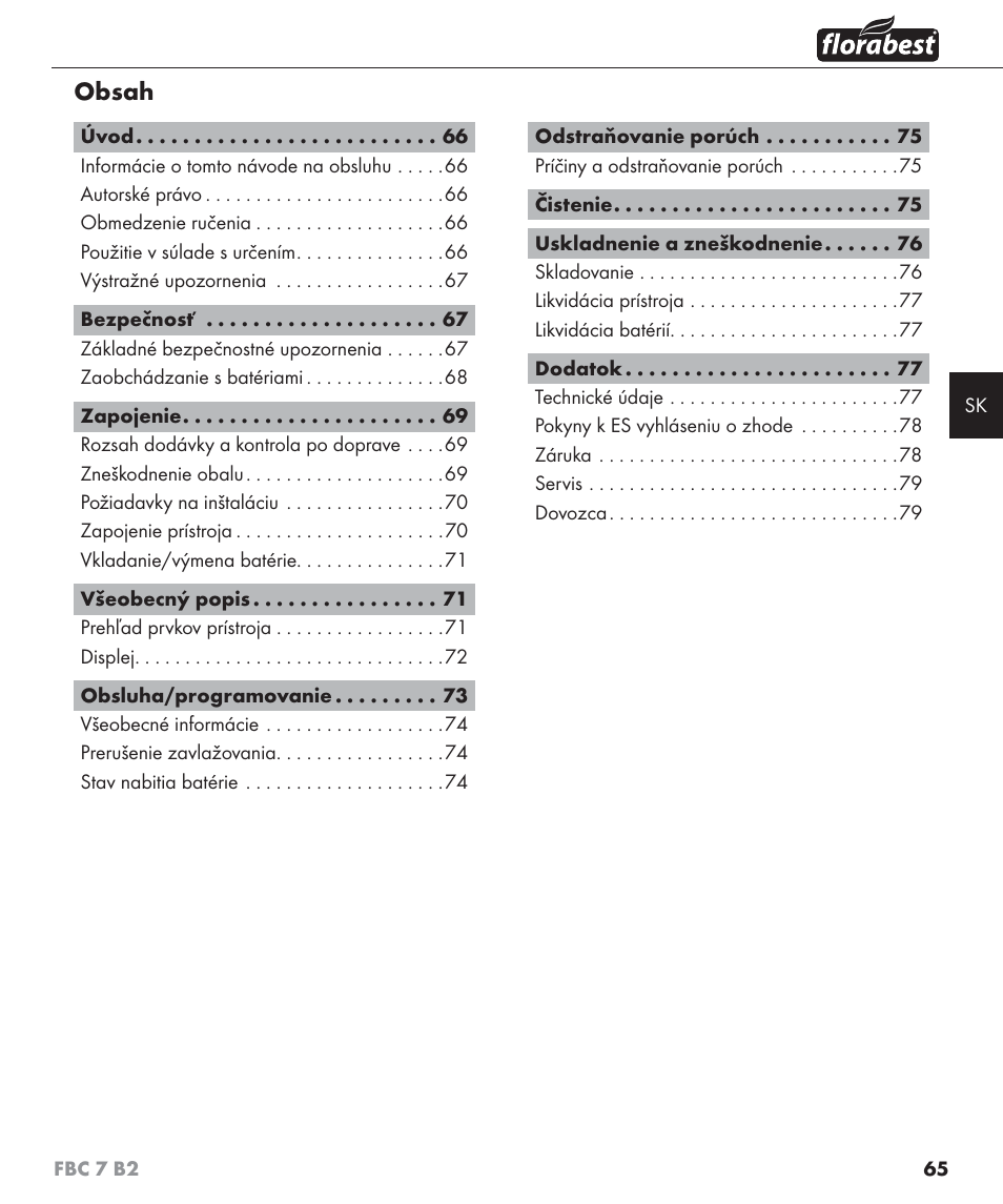 Florabest FBC 7 B2 User Manual | Page 72 / 103