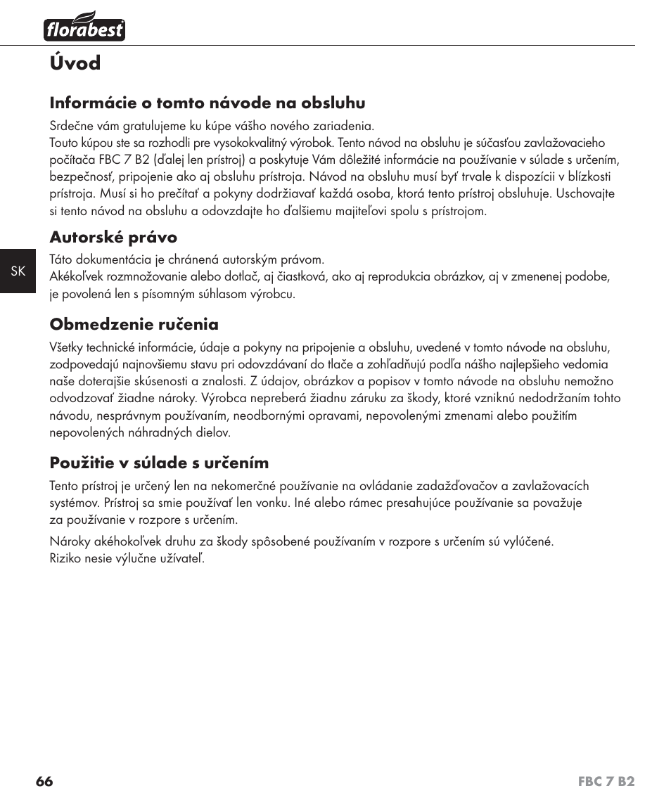 Úvod | Florabest FBC 7 B2 User Manual | Page 73 / 103