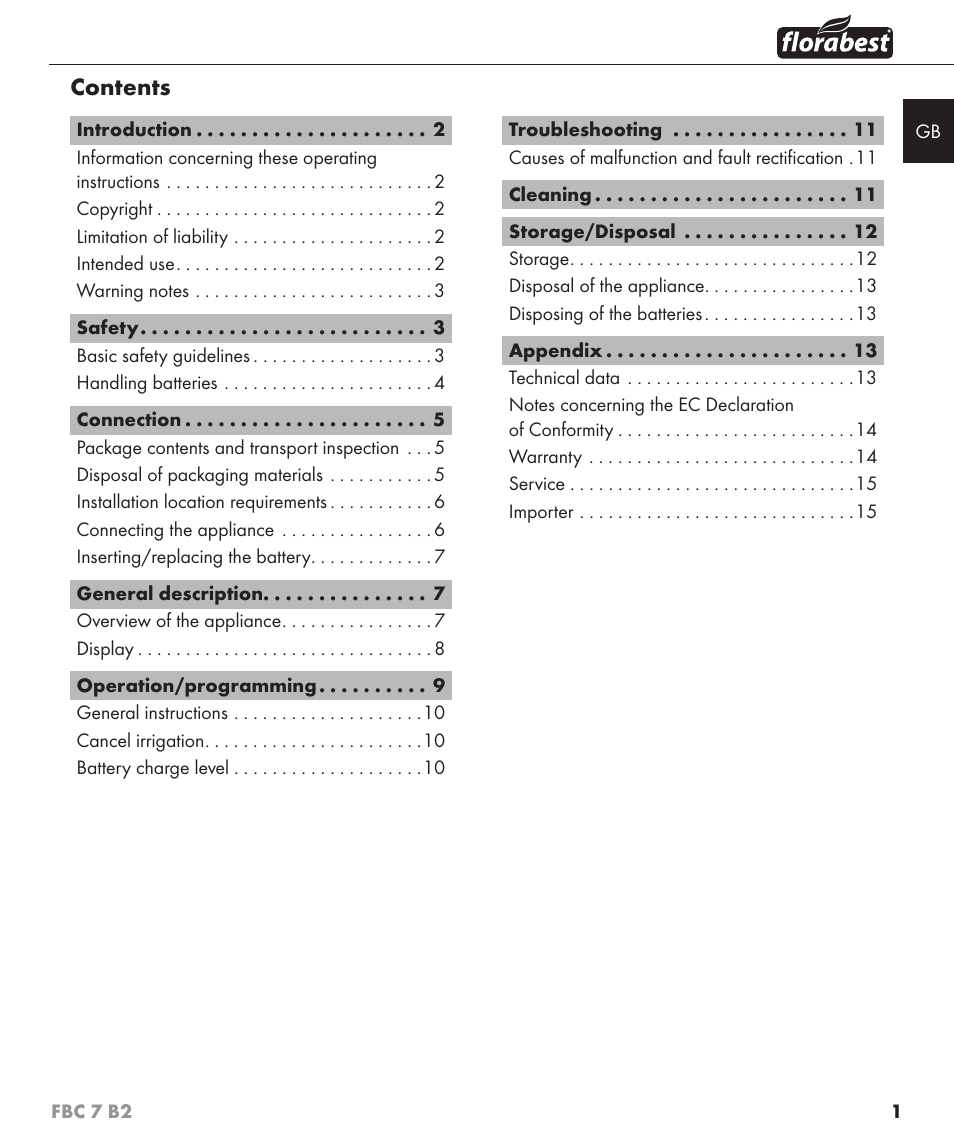 Florabest FBC 7 B2 User Manual | Page 8 / 103