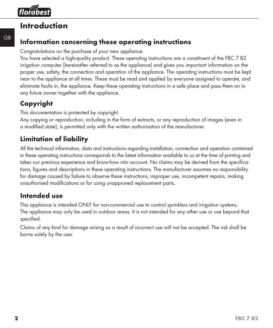 Introduction | Florabest FBC 7 B2 User Manual | Page 9 / 103