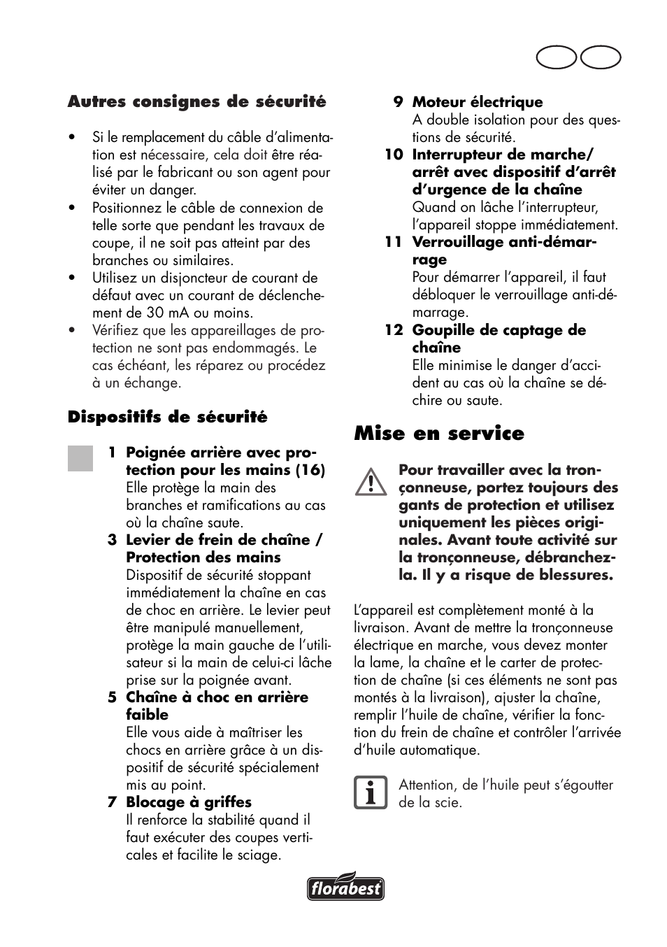 Mise en service, Be fr | Florabest FKS 2200 D2 User Manual | Page 13 / 100