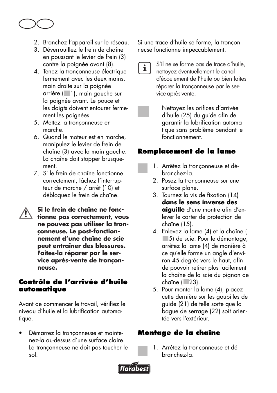 Fr be | Florabest FKS 2200 D2 User Manual | Page 16 / 100