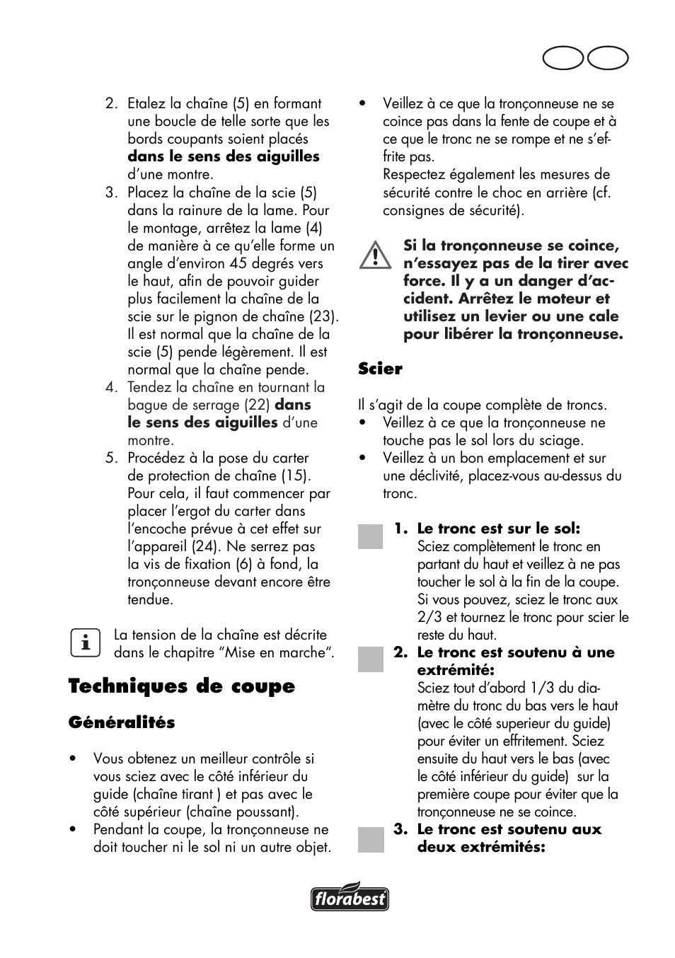 Techniques de coupe, Be fr | Florabest FKS 2200 D2 User Manual | Page 17 / 100