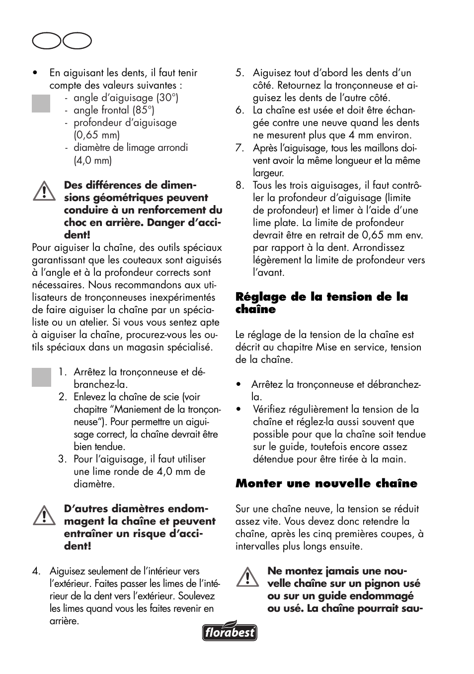 Fr be | Florabest FKS 2200 D2 User Manual | Page 22 / 100