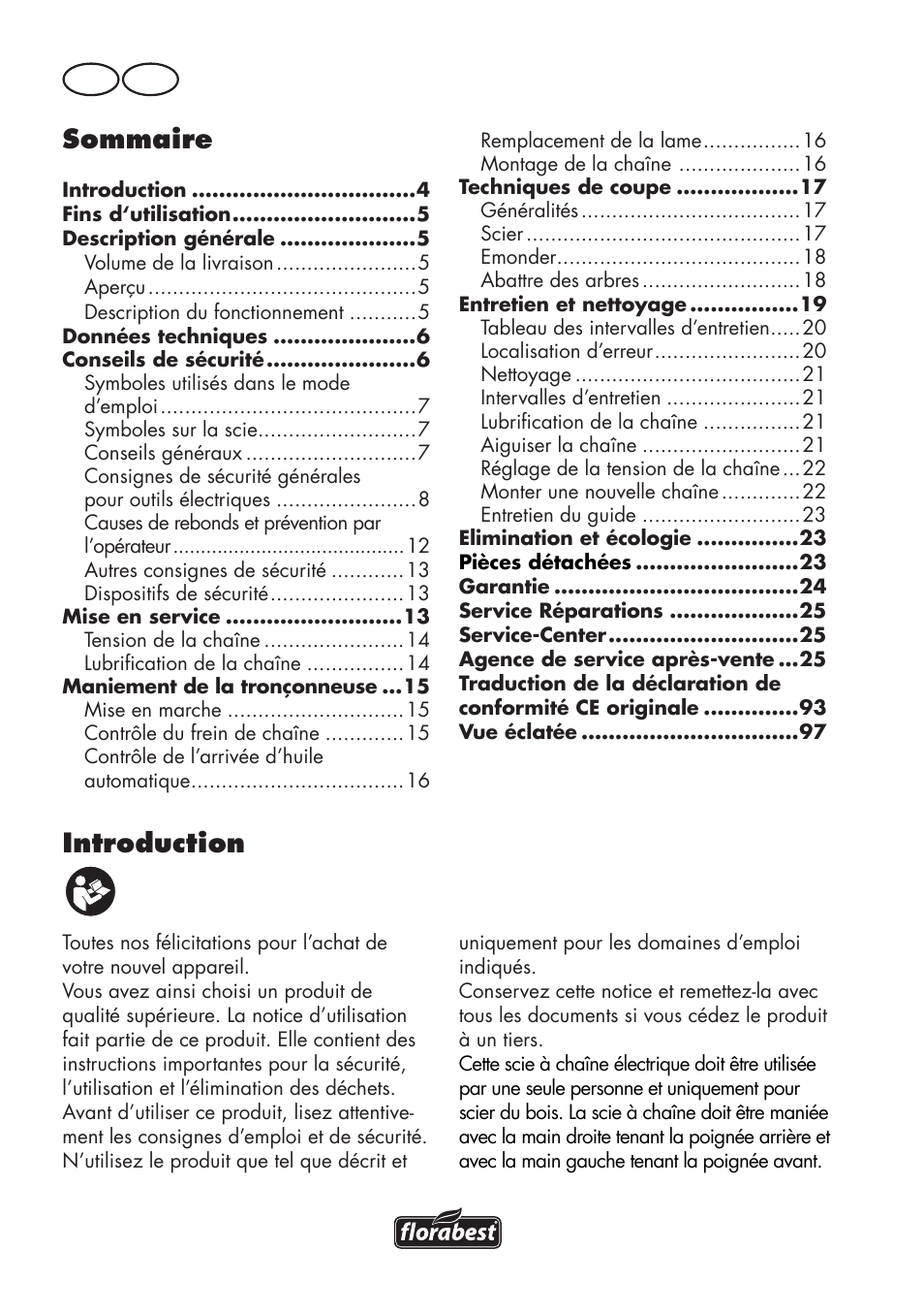 Introduction, Sommaire, Fr be | Florabest FKS 2200 D2 User Manual | Page 4 / 100