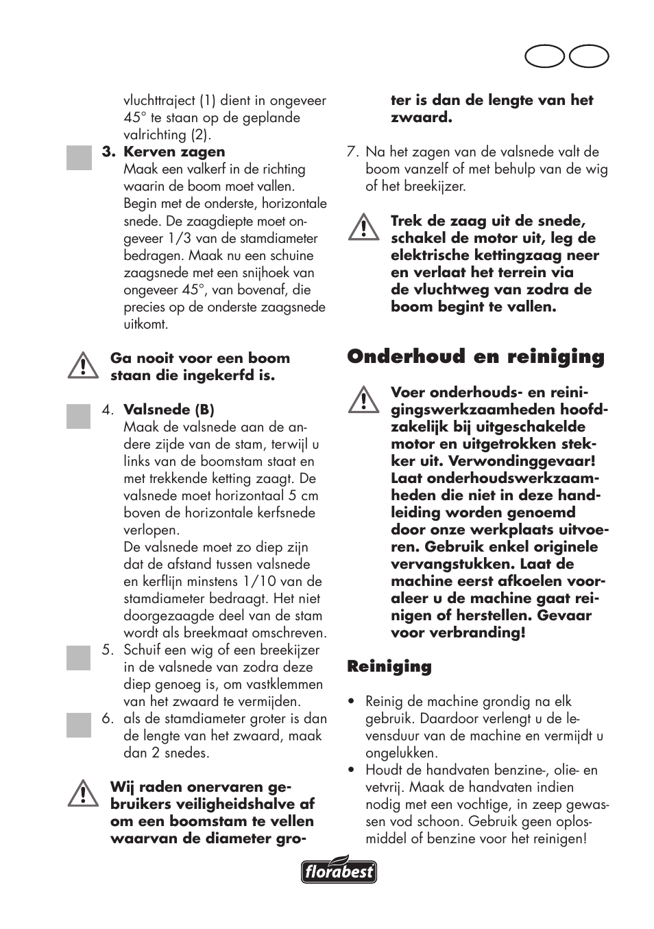 Onderhoud en reiniging, Be nl | Florabest FKS 2200 D2 User Manual | Page 41 / 100