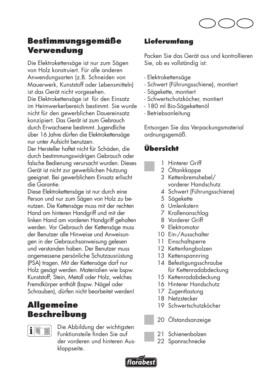 Bestimmungsgemäße verwendung, Allgemeine beschreibung, At ch de | Florabest FKS 2200 D2 User Manual | Page 49 / 100