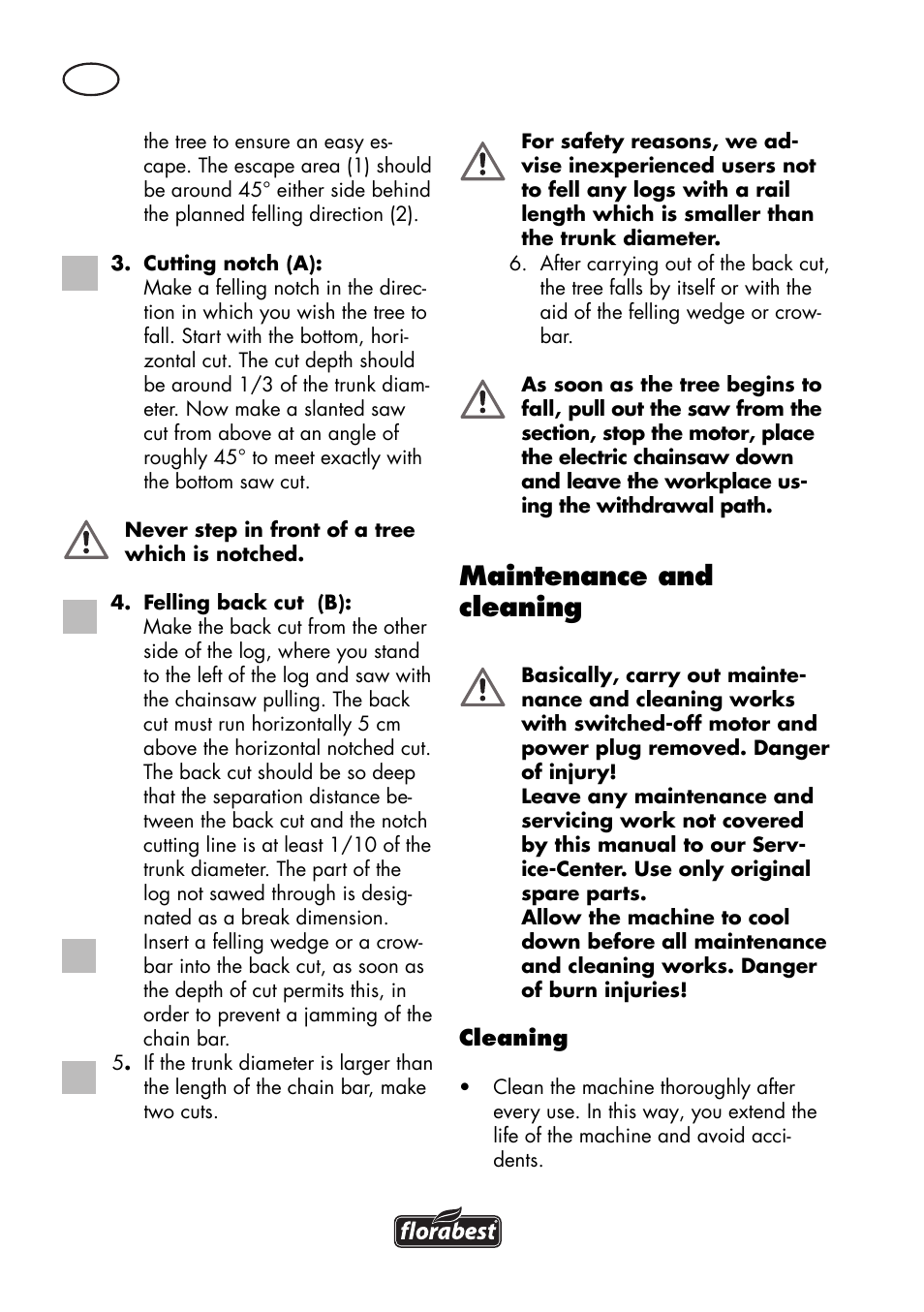 Maintenance and cleaning | Florabest FKS 2200 D2 User Manual | Page 86 / 100