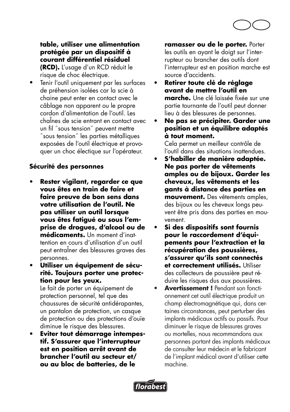 Ch fr | Florabest FKS 2200 D2 User Manual | Page 33 / 100
