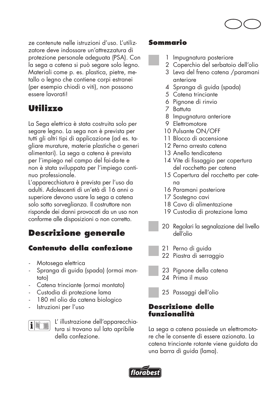 Utilizzo, Descrizione generale, It ch | Florabest FKS 2200 D2 User Manual | Page 51 / 100