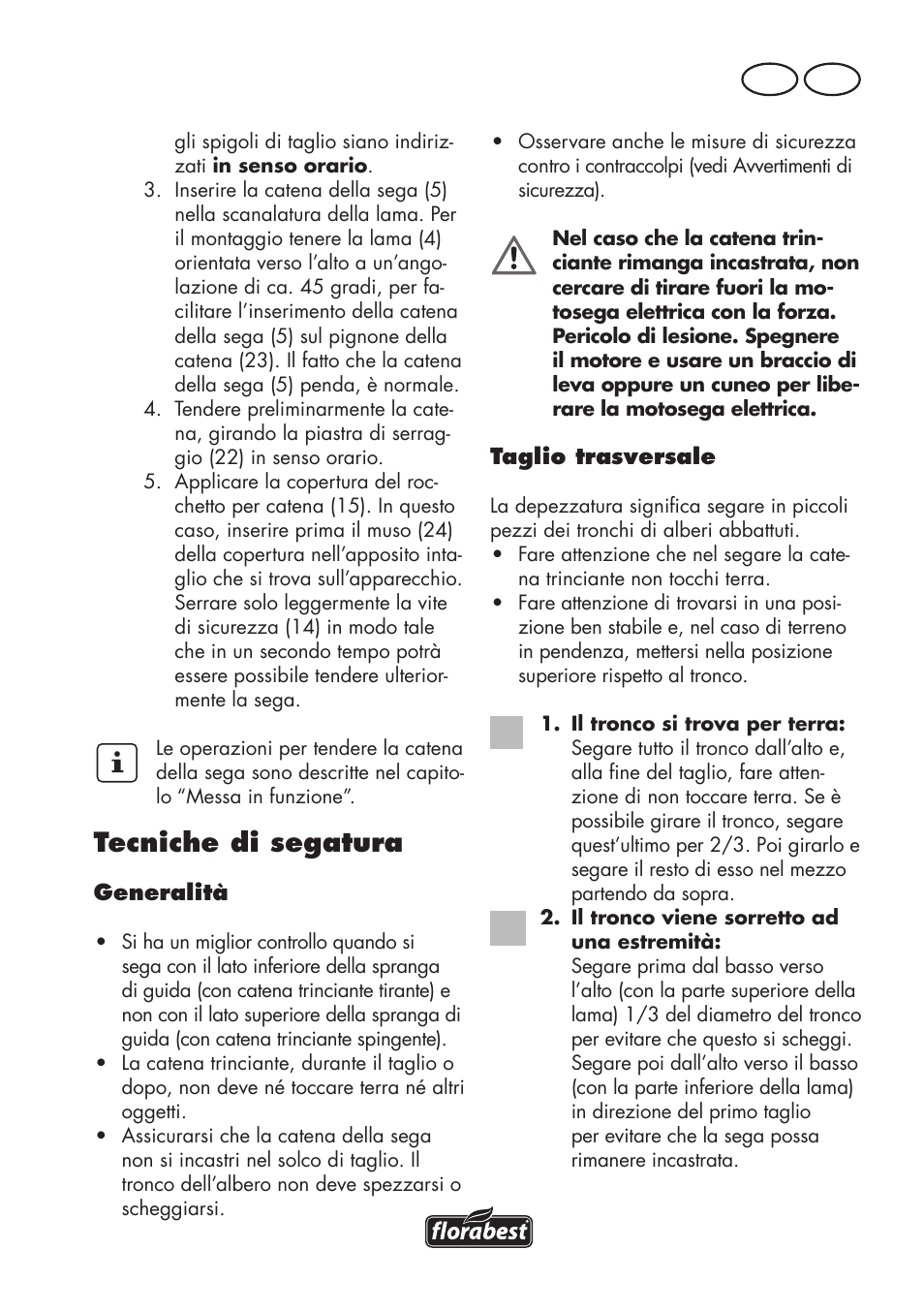 Tecniche di segatura, It ch | Florabest FKS 2200 D2 User Manual | Page 63 / 100