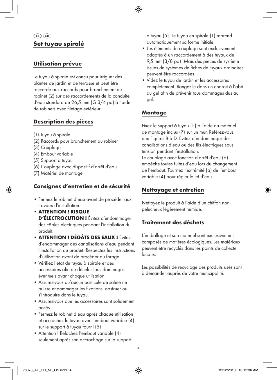 Set tuyau spiralé | Florabest Z31962 User Manual | Page 4 / 9