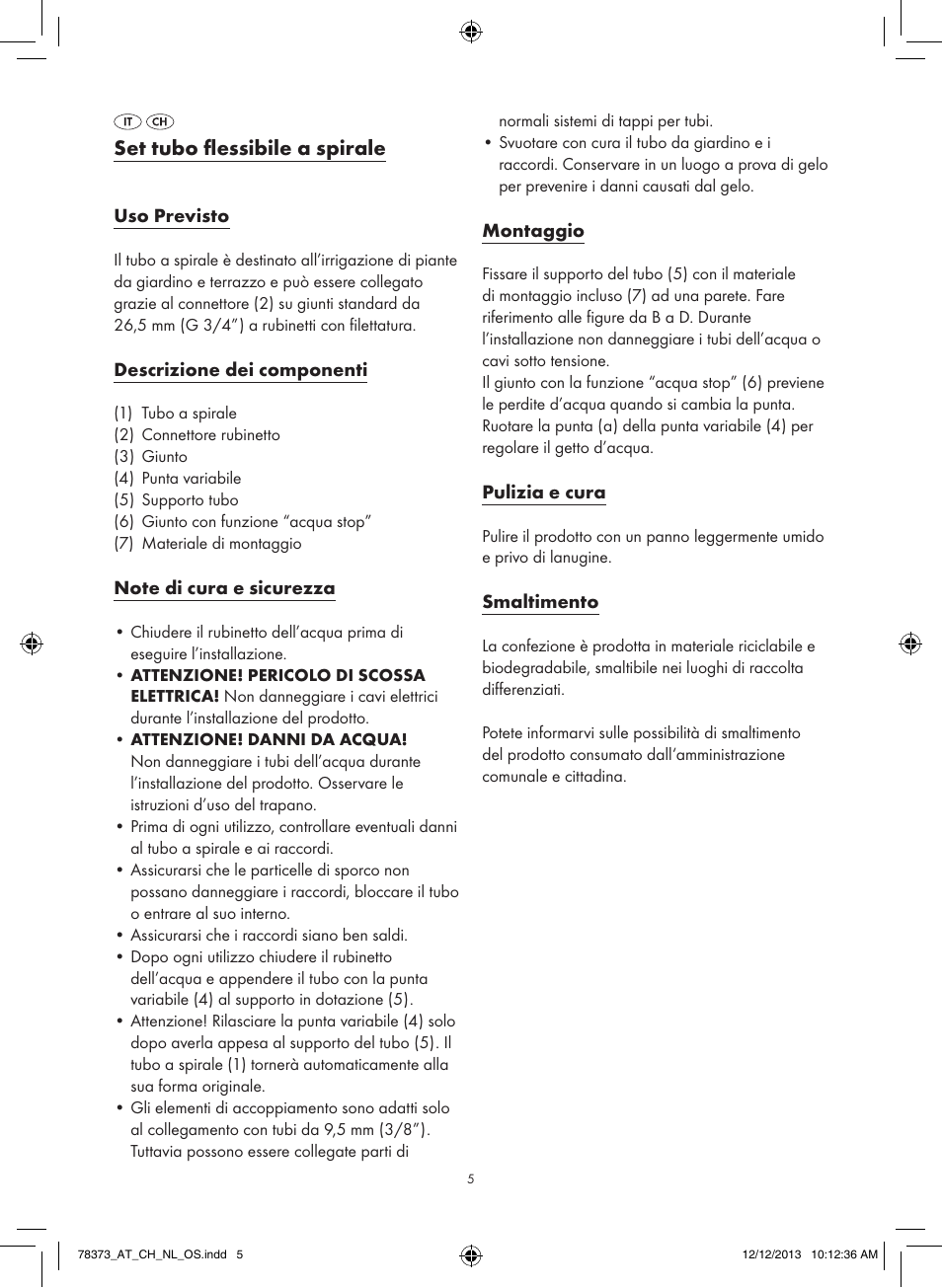 Set tubo flessibile a spirale | Florabest Z31962 User Manual | Page 5 / 9