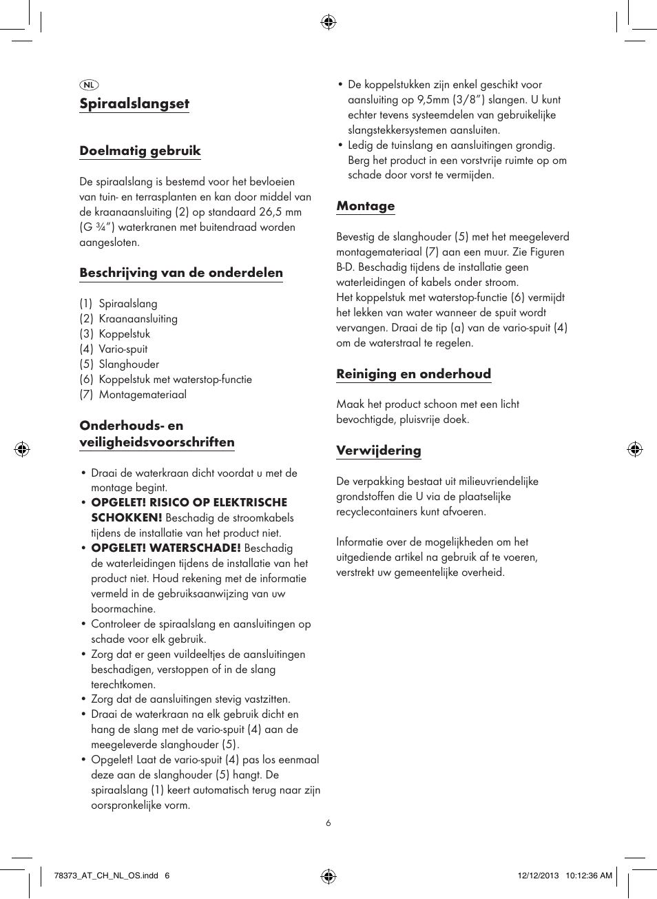 Spiraalslangset | Florabest Z31962 User Manual | Page 6 / 9