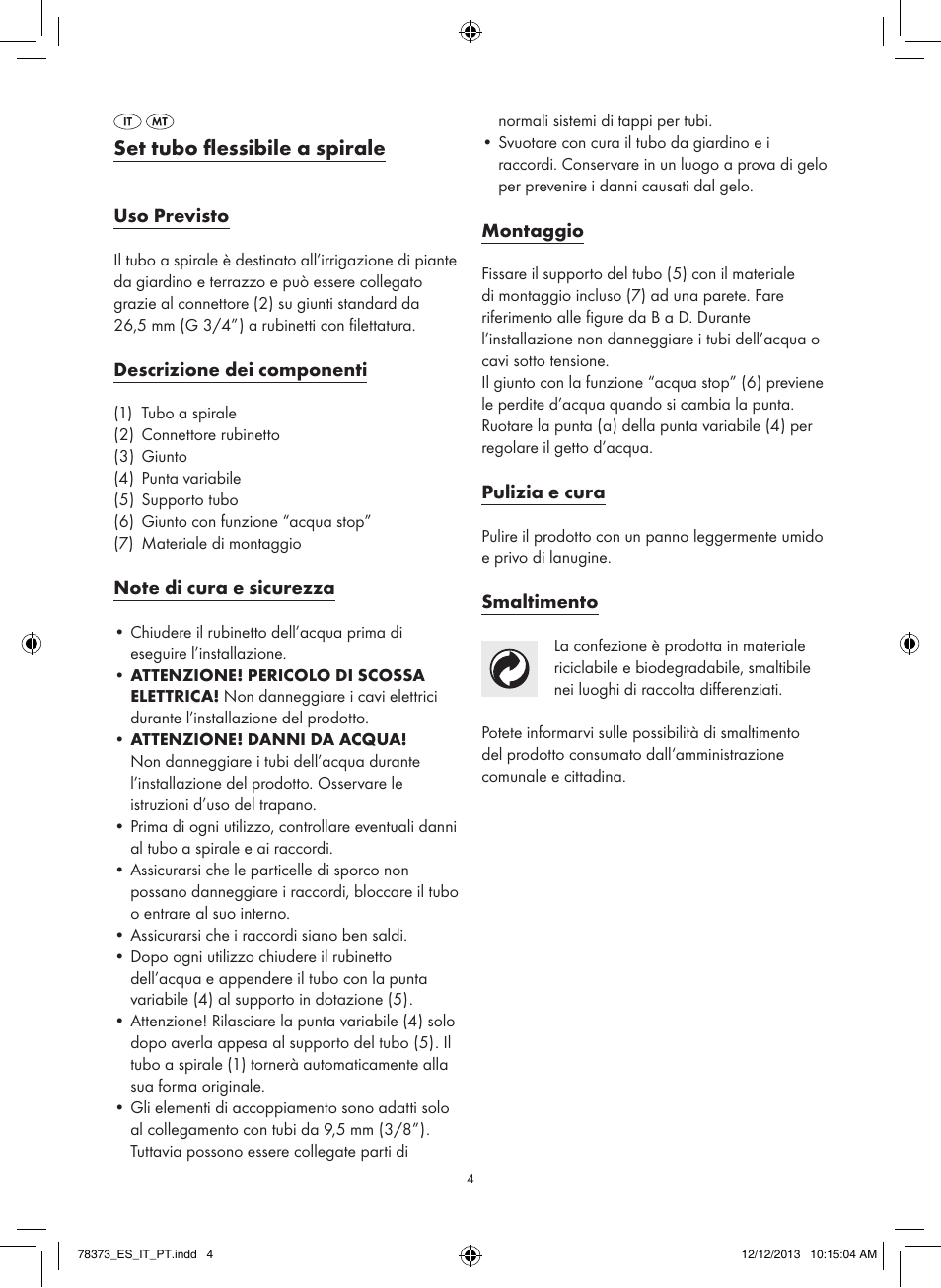 Set tubo flessibile a spirale | Florabest Z31962 User Manual | Page 4 / 10