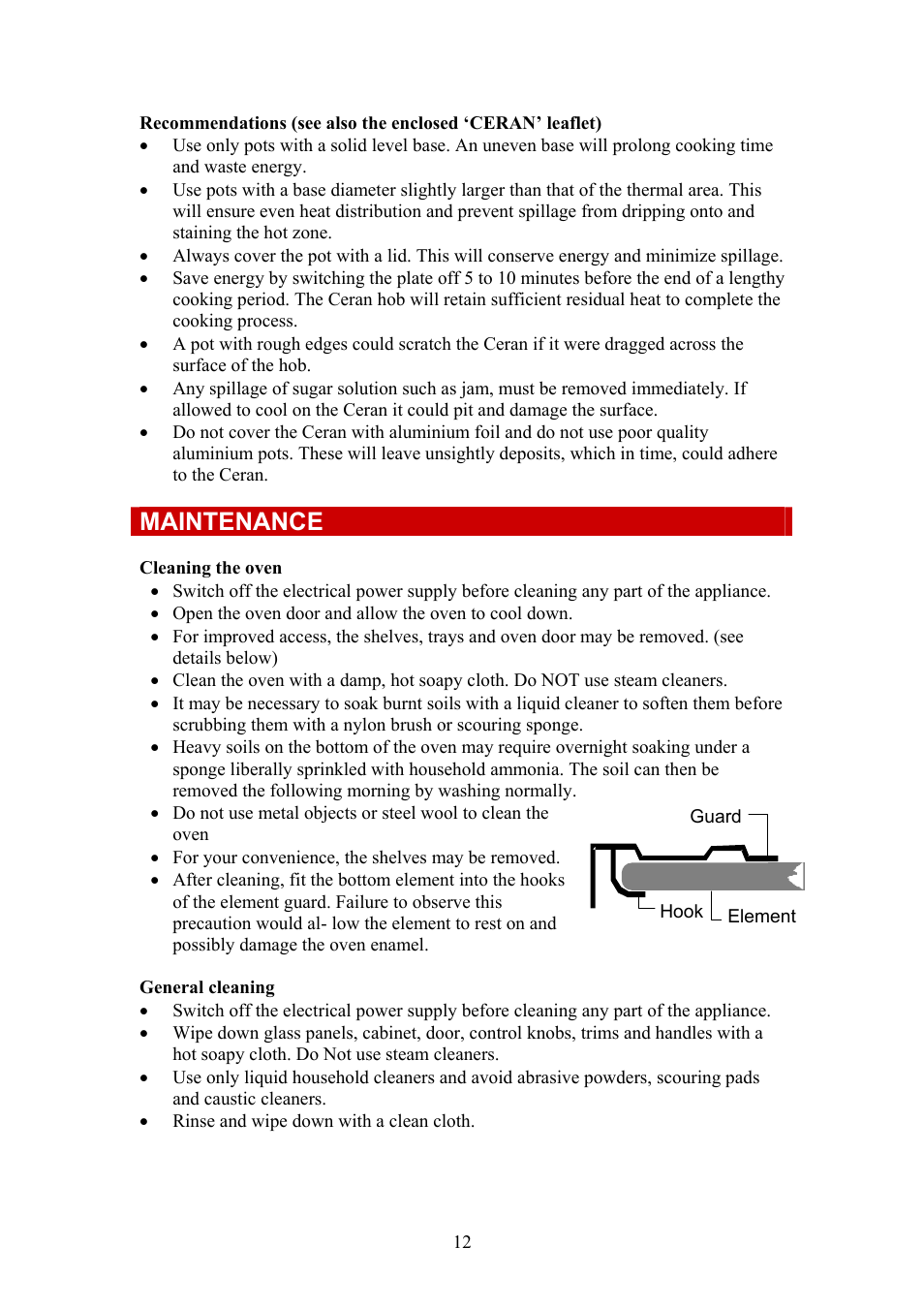 Maintenance | Defy Appliances 735 MF User Manual | Page 12 / 14