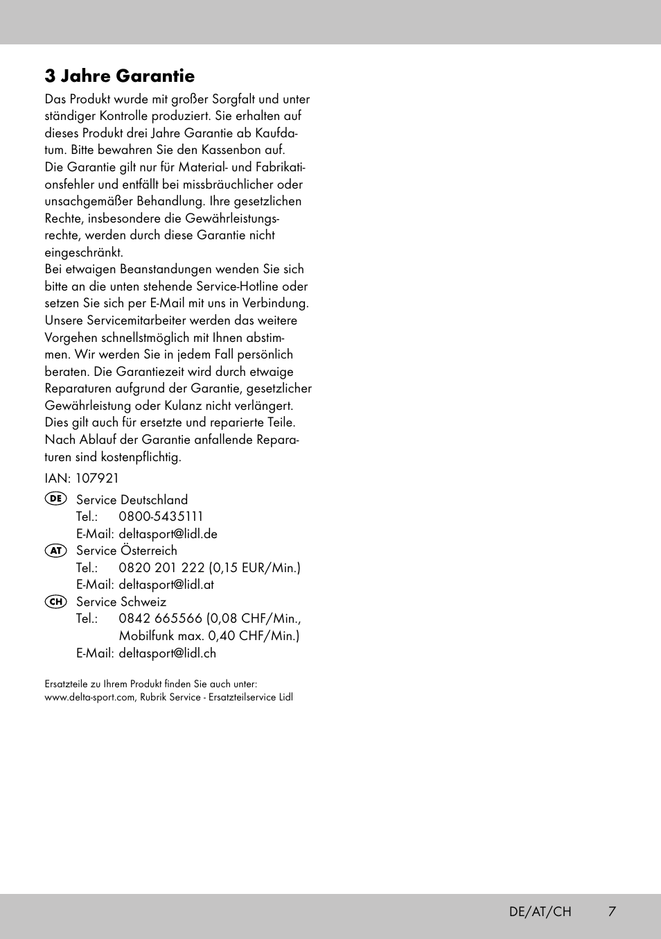 3 jahre garantie | Florabest KT-2070 User Manual | Page 5 / 14