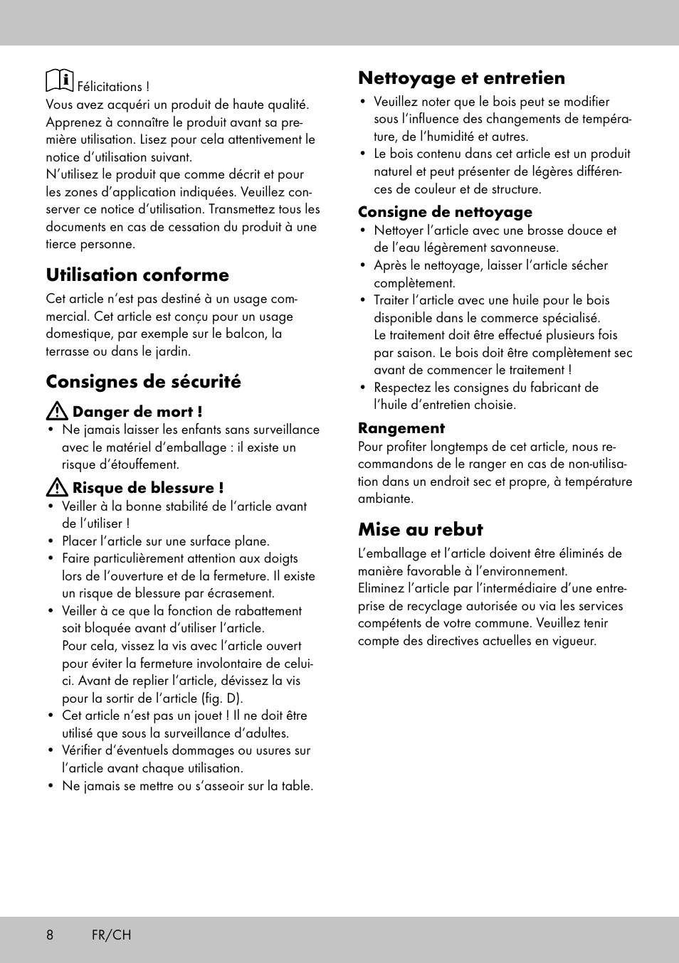 Utilisation conforme, Consignes de sécurité, Nettoyage et entretien | Mise au rebut | Florabest KT-2070 User Manual | Page 6 / 14