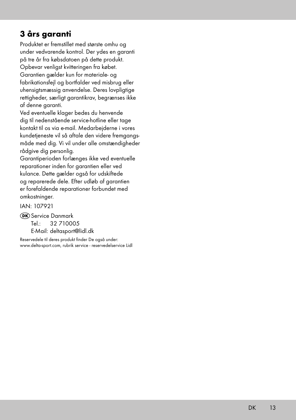 3 års garanti | Florabest KT-2070 User Manual | Page 11 / 18