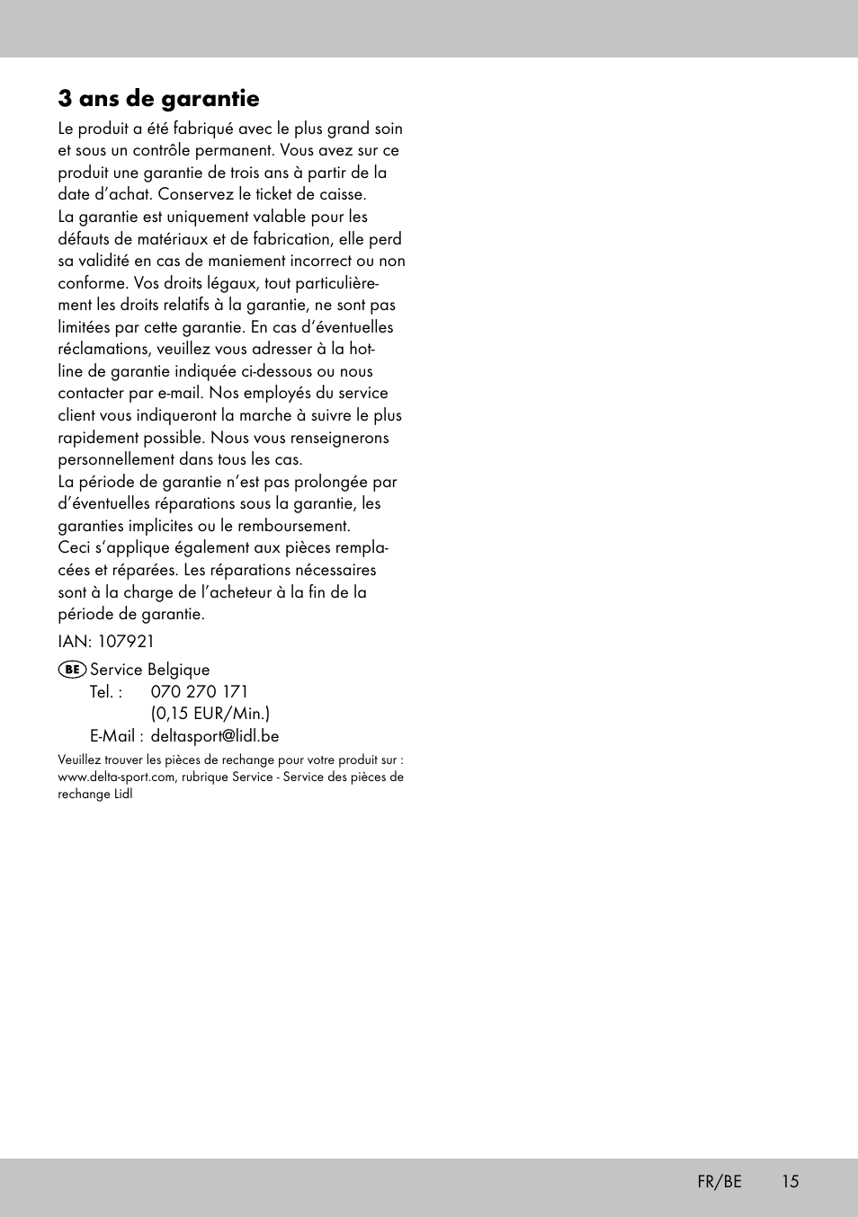 3 ans de garantie | Florabest KT-2070 User Manual | Page 13 / 18