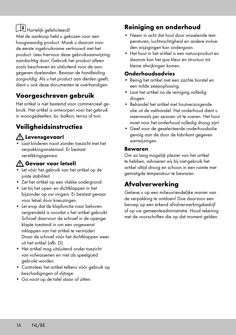 Voorgeschreven gebruik, Veiligheidsinstructies, Reiniging en onderhoud | Afvalverwerking | Florabest KT-2070 User Manual | Page 14 / 18