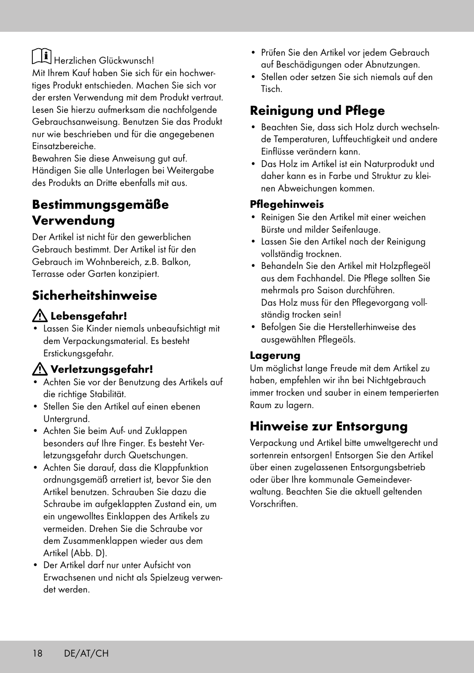 Bestimmungsgemäße verwendung, Sicherheitshinweise, Reinigung und pflege | Hinweise zur entsorgung | Florabest KT-2070 User Manual | Page 16 / 18