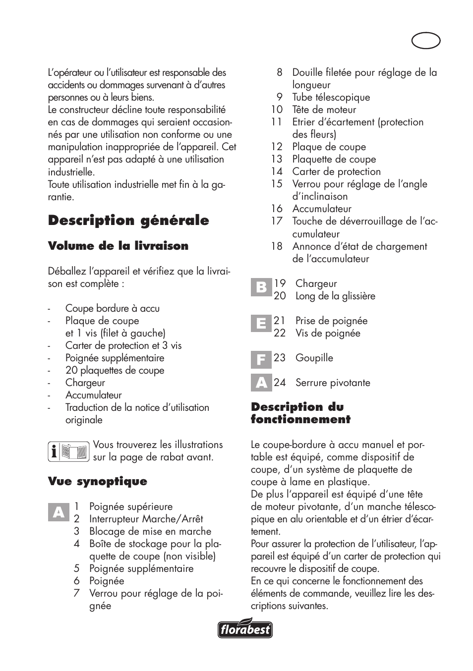 Description générale | Florabest FAT 18 B3 User Manual | Page 5 / 68