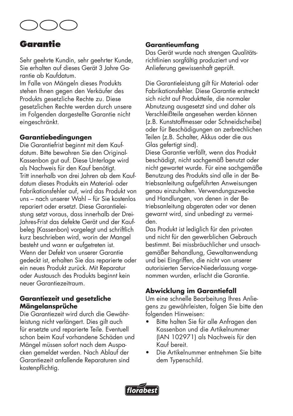 Garantie, De at ch | Florabest FAT 18 B3 User Manual | Page 120 / 132