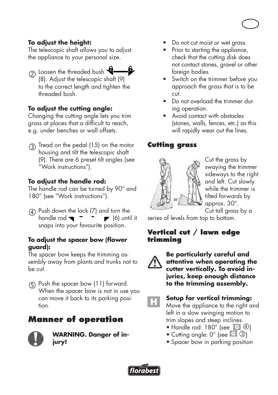 Manner of operation | Florabest FAT 18 B3 User Manual | Page 15 / 132