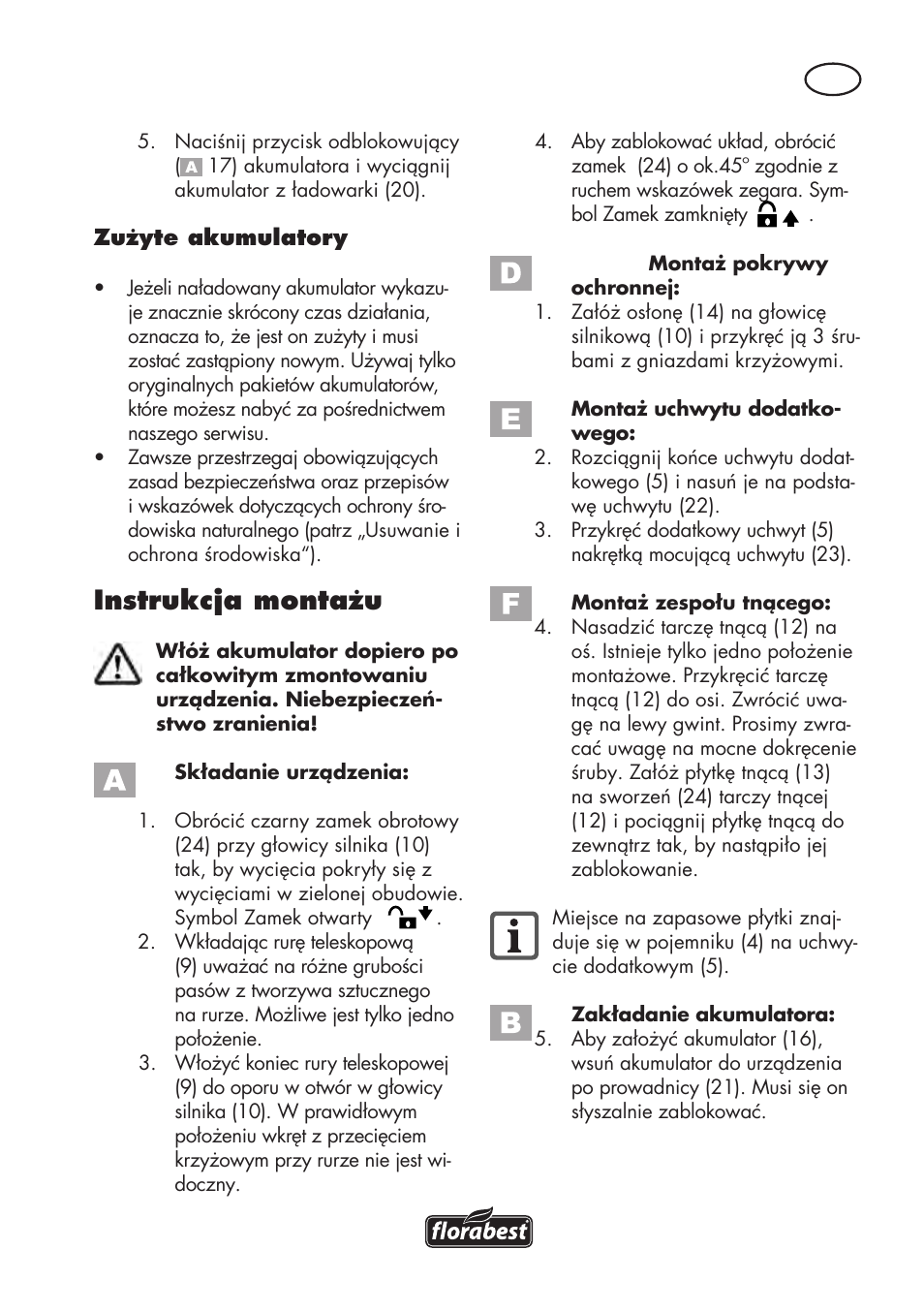 Instrukcja montażu | Florabest FAT 18 B3 User Manual | Page 29 / 132