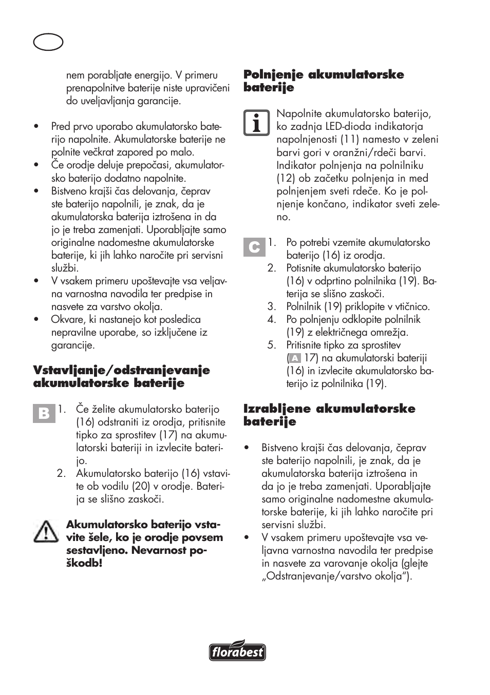Florabest FAT 18 B3 User Manual | Page 62 / 132