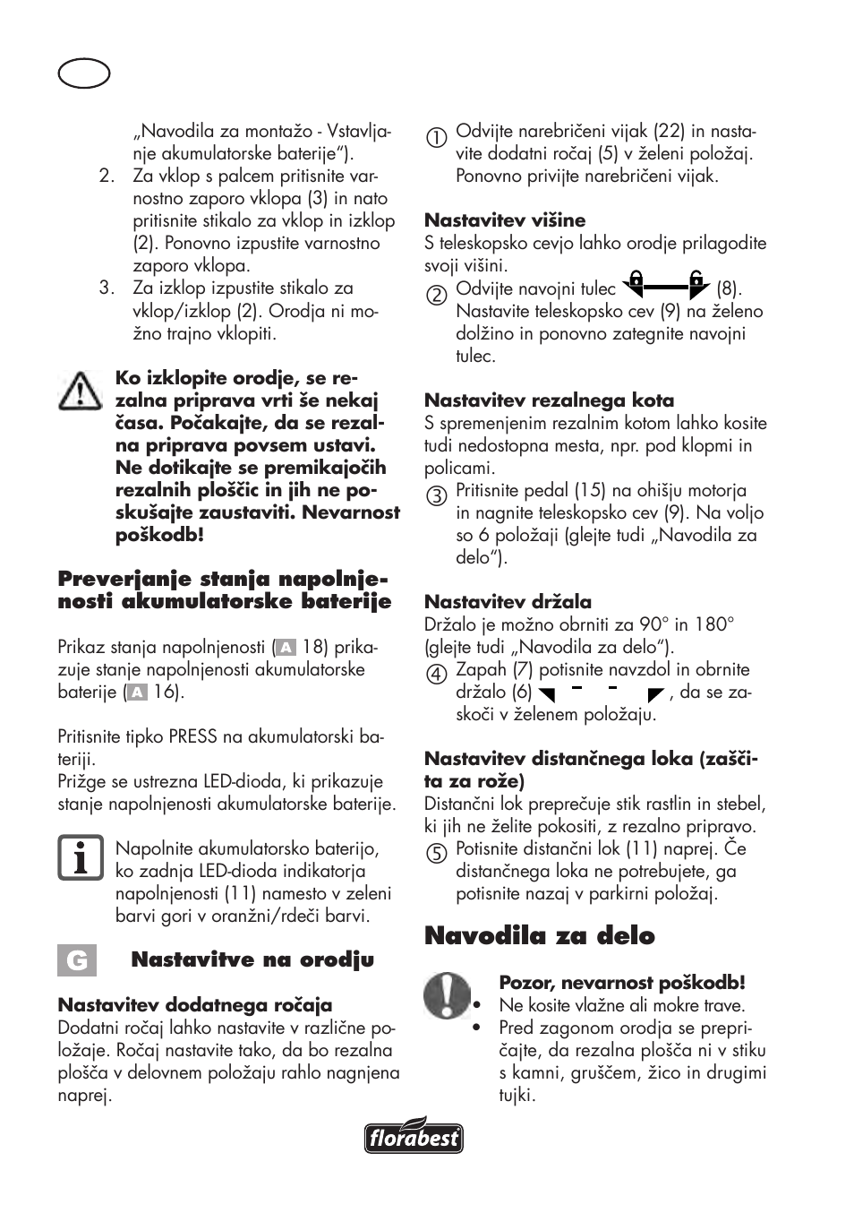 Navodila za delo | Florabest FAT 18 B3 User Manual | Page 64 / 132