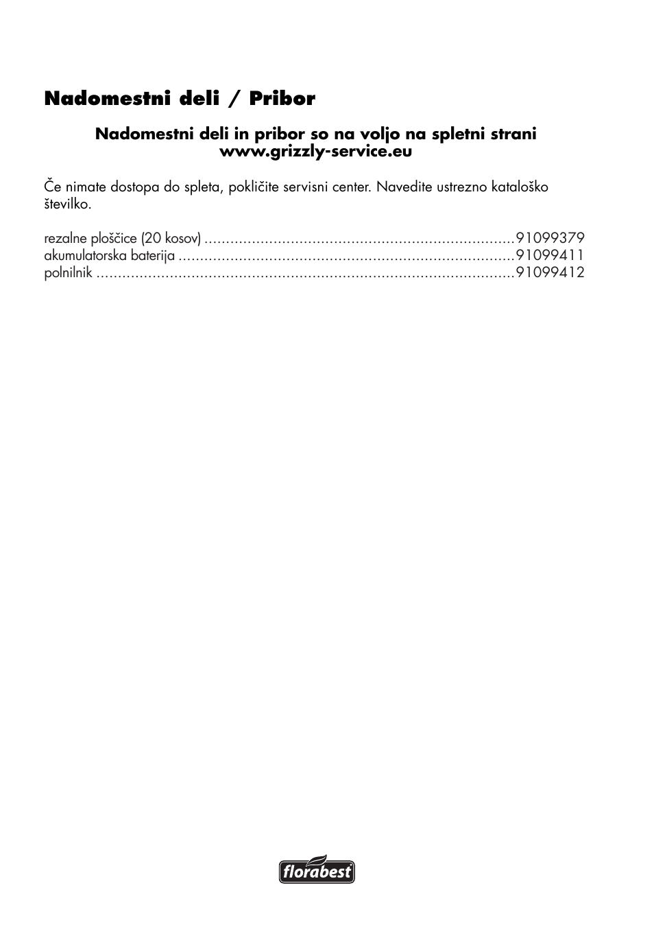Nadomestni deli / pribor | Florabest FAT 18 B3 User Manual | Page 68 / 132