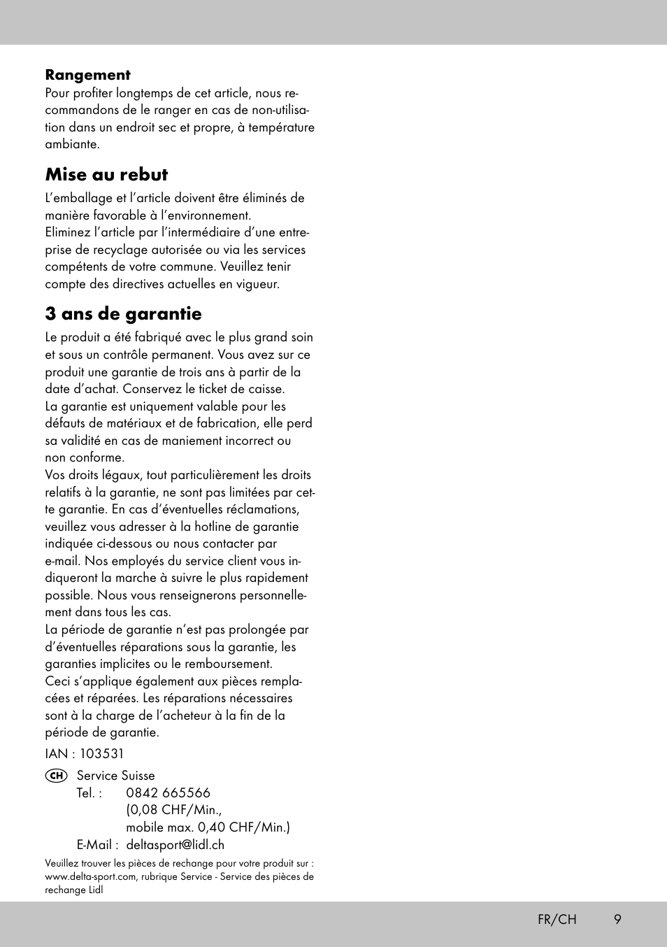 Mise au rebut, 3 ans de garantie | Florabest GR-1598 User Manual | Page 7 / 14