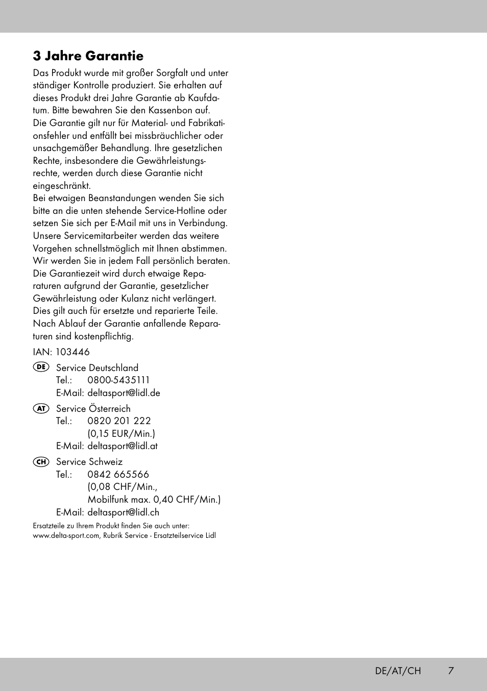 3 jahre garantie | Florabest GP-1718 User Manual | Page 7 / 16