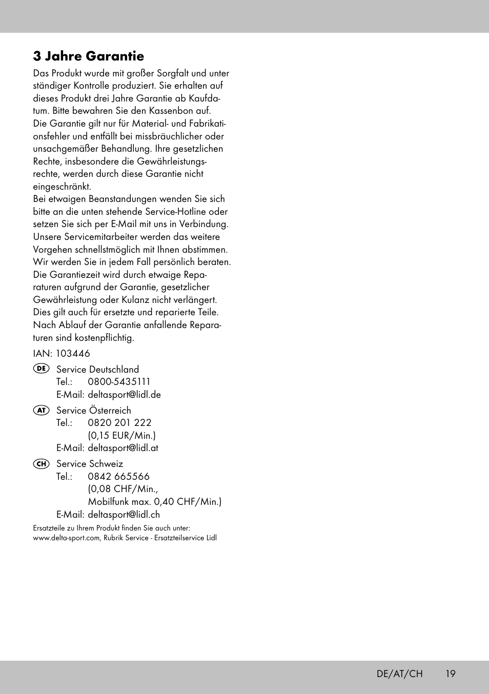 3 jahre garantie | Florabest GP-1718 User Manual | Page 19 / 20