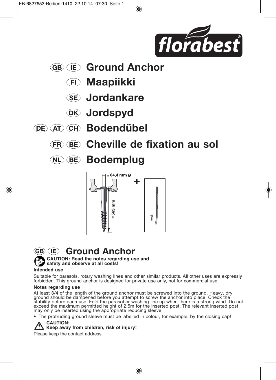 Florabest Ground Anchor User Manual | 4 pages