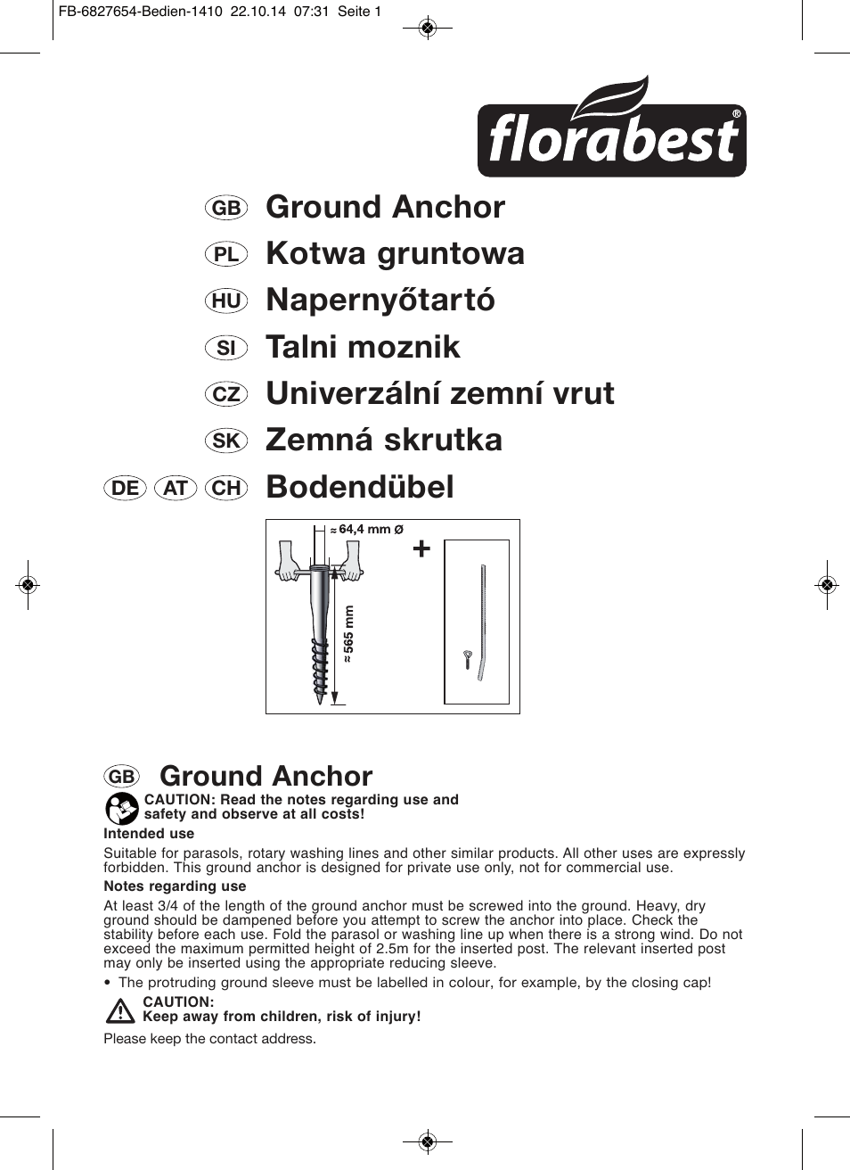 Florabest Ground Anchor User Manual | 4 pages
