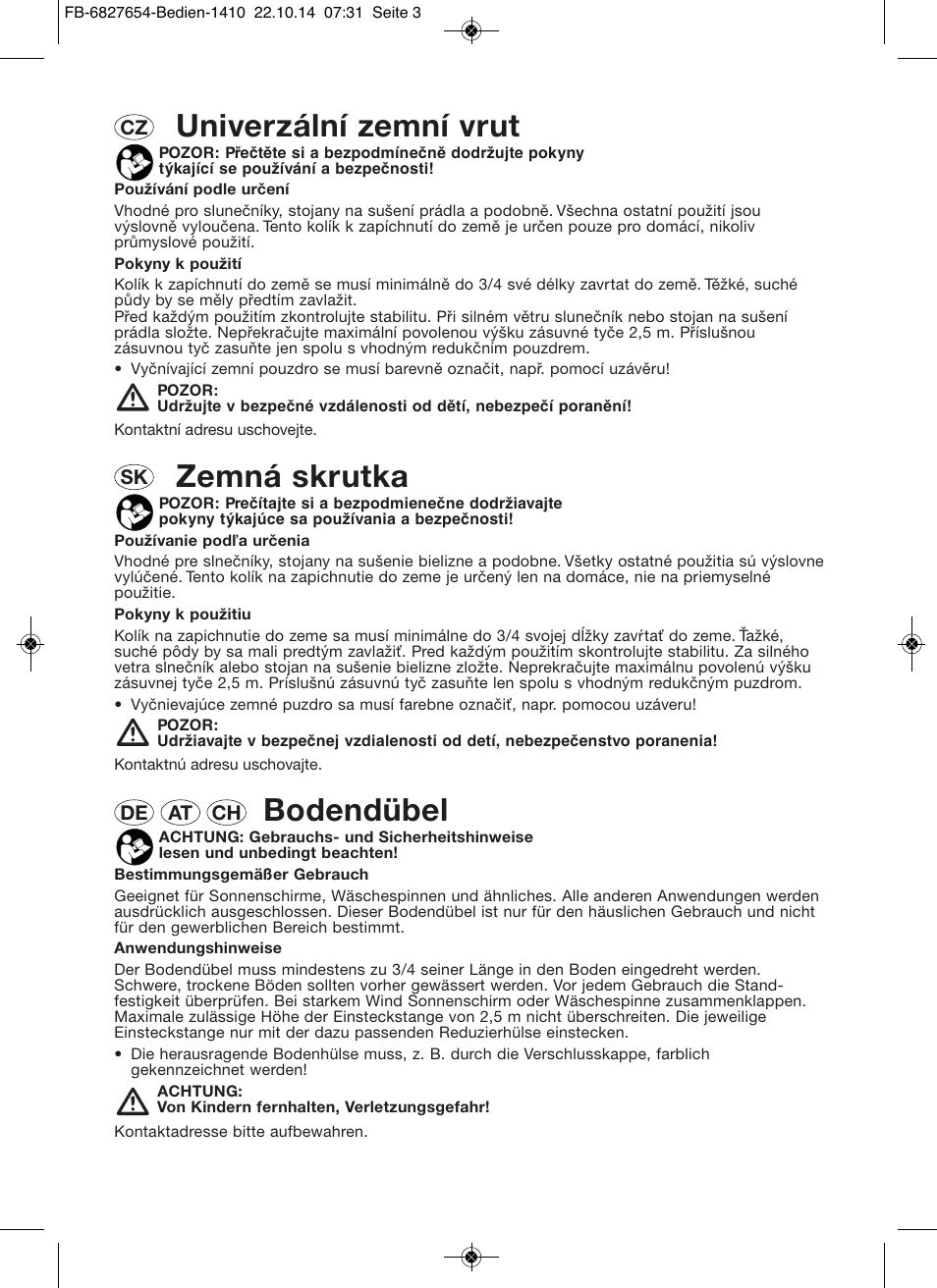 Univerzální zemní vrut, Zemná skrutka, Bodendübel | Florabest Ground Anchor User Manual | Page 3 / 4