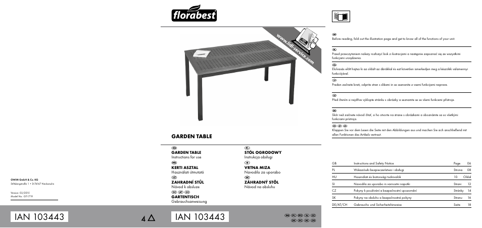 Florabest GT-1719 User Manual | 18 pages