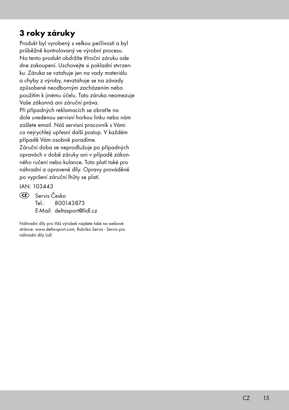 3 roky záruky | Florabest GT-1719 User Manual | Page 13 / 18
