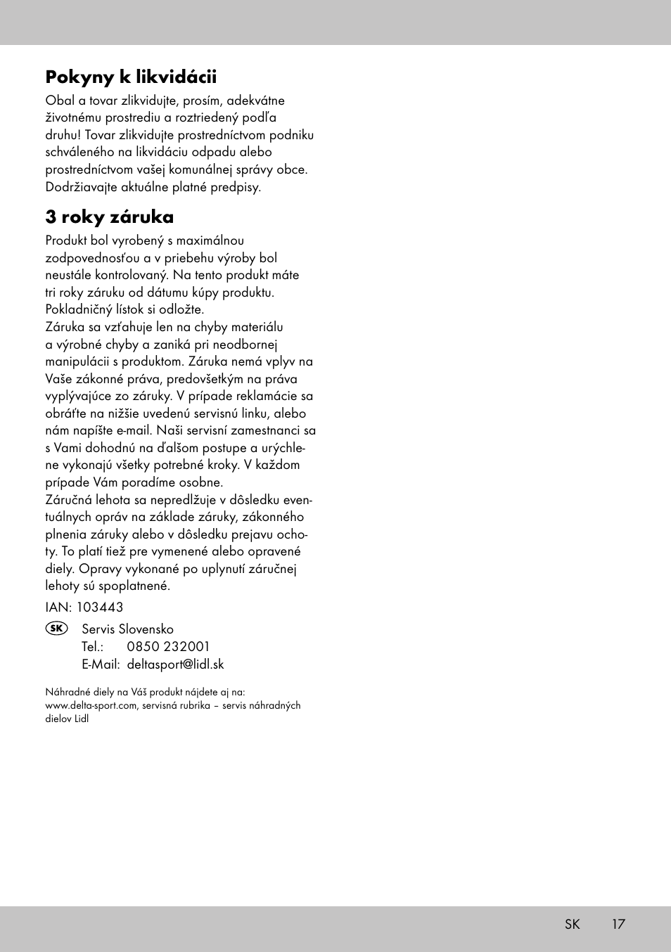 Pokyny k likvidácii, 3 roky záruka | Florabest GT-1719 User Manual | Page 15 / 18