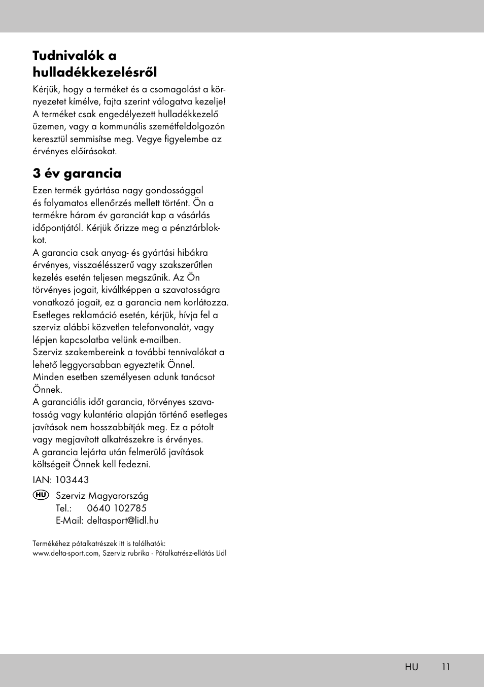 Tudnivalók a hulladékkezelésről, 3 év garancia | Florabest GT-1719 User Manual | Page 9 / 18