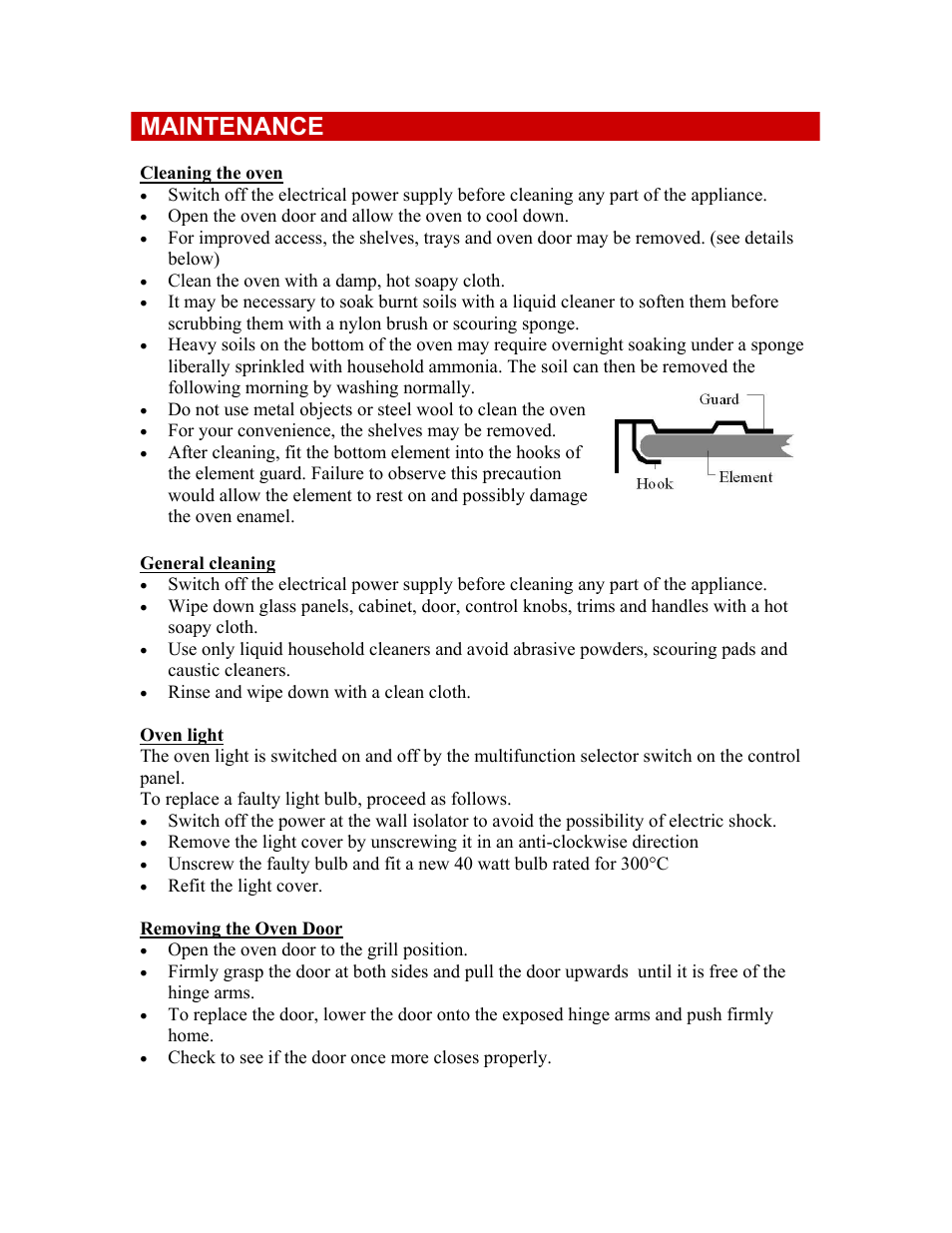 Maintenance | Defy Appliances 835 User Manual | Page 11 / 12