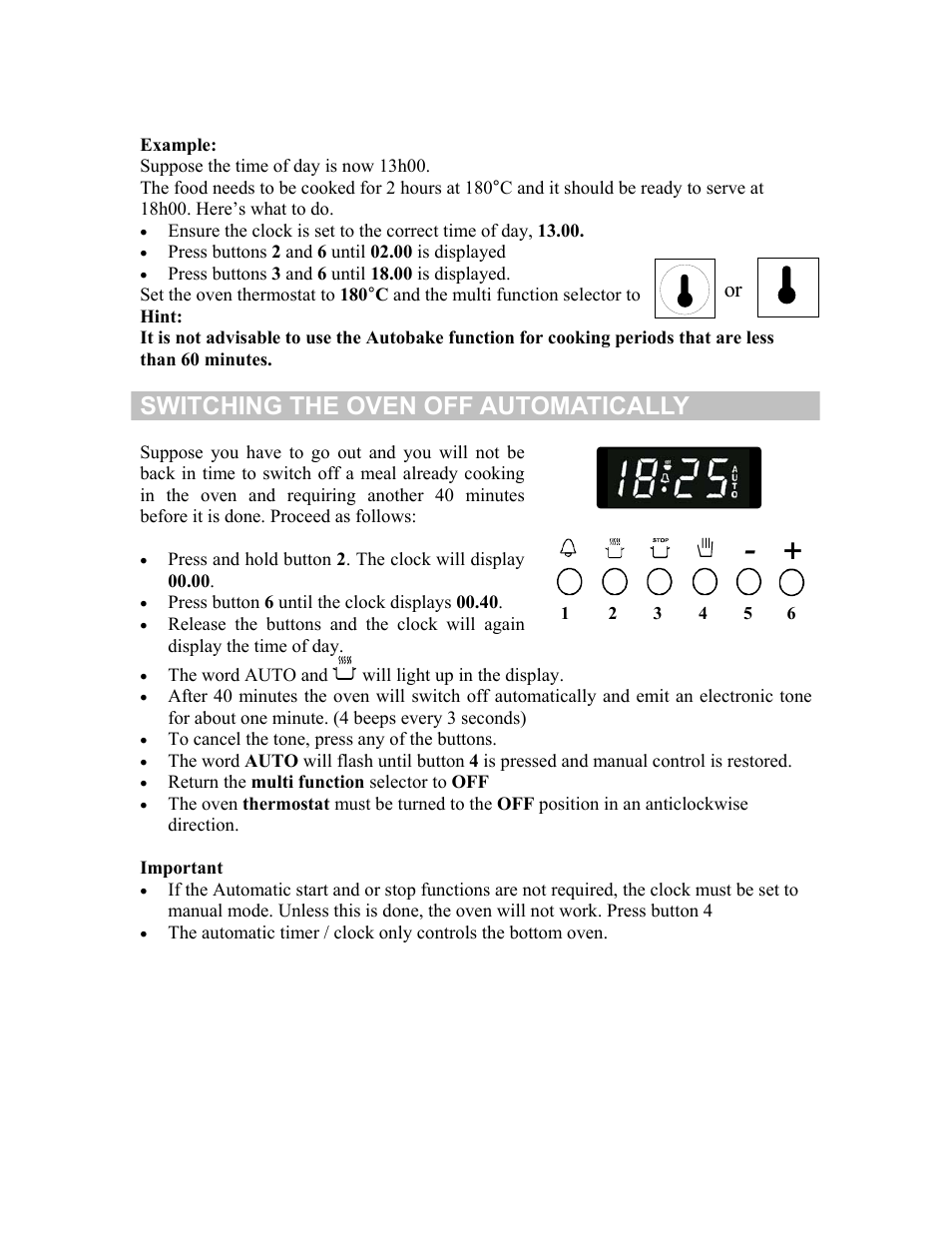 Switching the oven off automatically | Defy Appliances 835 User Manual | Page 5 / 12