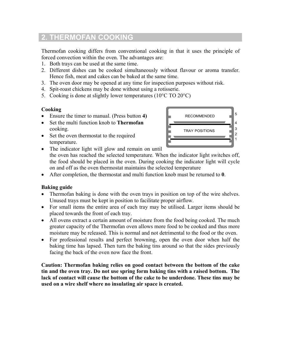 Thermofan cooking | Defy Appliances 835 User Manual | Page 7 / 12