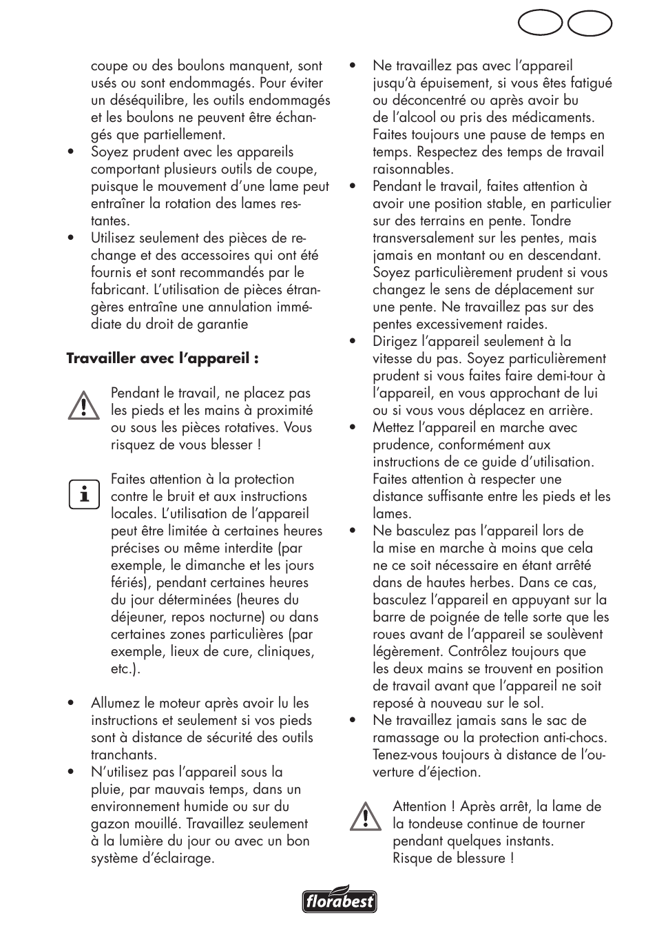 Be fr | Florabest FRM 1800 B2 User Manual | Page 21 / 64