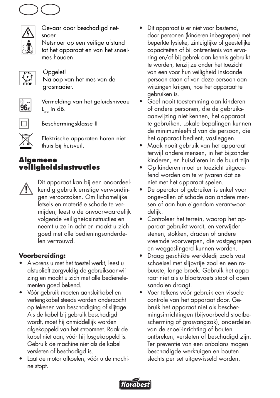 Nl be | Florabest FRM 1800 B2 User Manual | Page 34 / 64